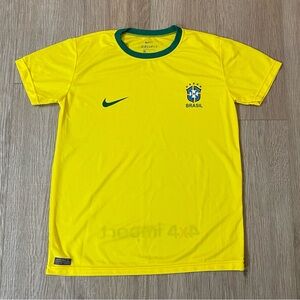 Nike Brazil Football Shirt Soccer Yellow Jersey Mens National Team Youth Size S
